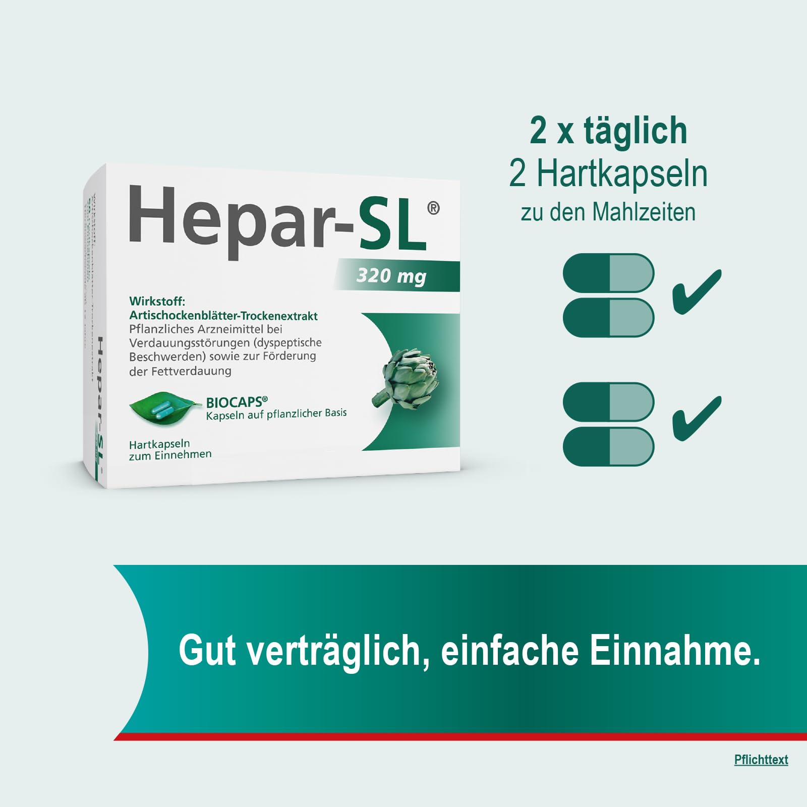 Hepar-SL 320 mg bei Verdauungsstörungen | 200 Hartkapseln | befreit von Völlegefühl, Blähungen, krampfartigen Bauchschmerzen & Sodbrennen | mit Spezialextrakt der Königsartischocke | ab 12 Jahren
