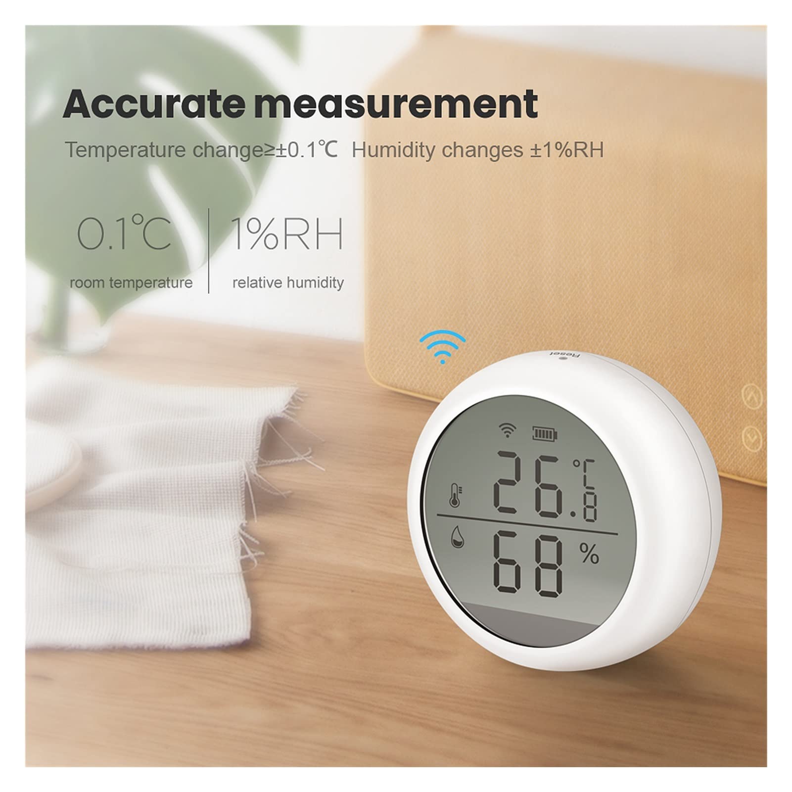 Thermomètre d'intérieur hygromètre numérique Tuya WIFI Capteur de température et d'humidité, Fahrenheit et Celsius LCD Affichage fonctionne avec Alexa Google Assistant Smart Life Smart Life Avec écran