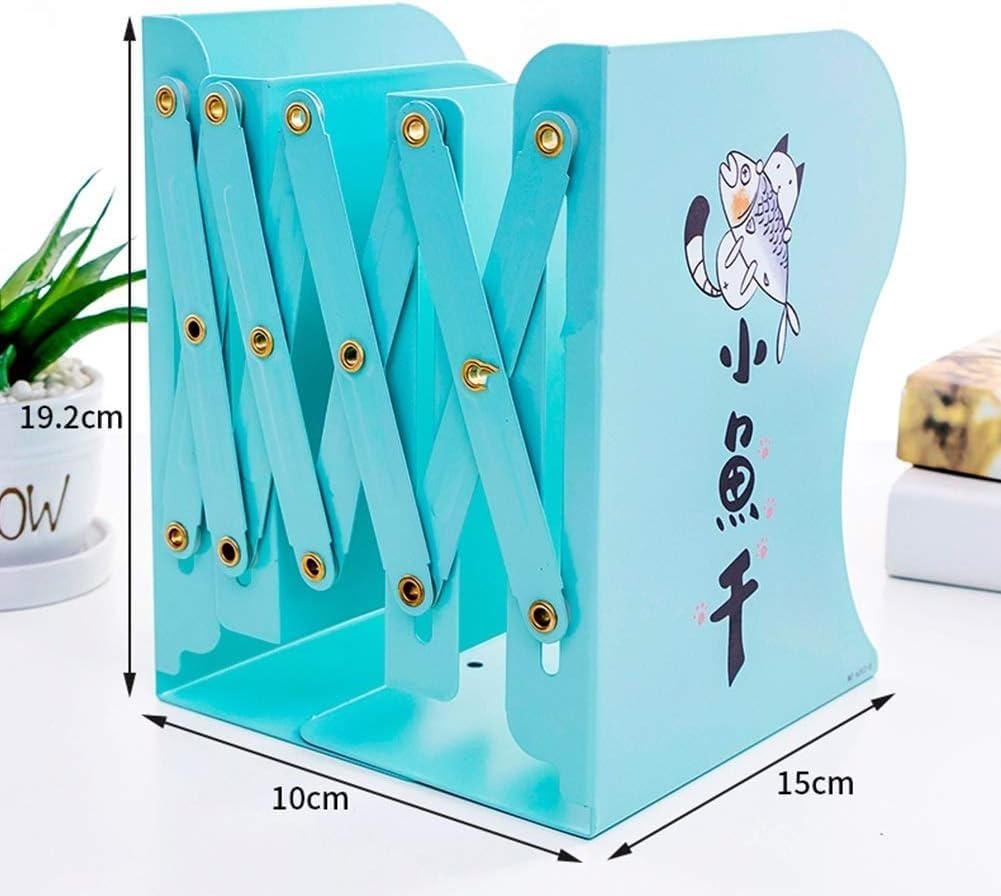 Storage Bins Bookshelf Magazine Rack Office Desktop Finishing Home Study Retractable Metal(Green)