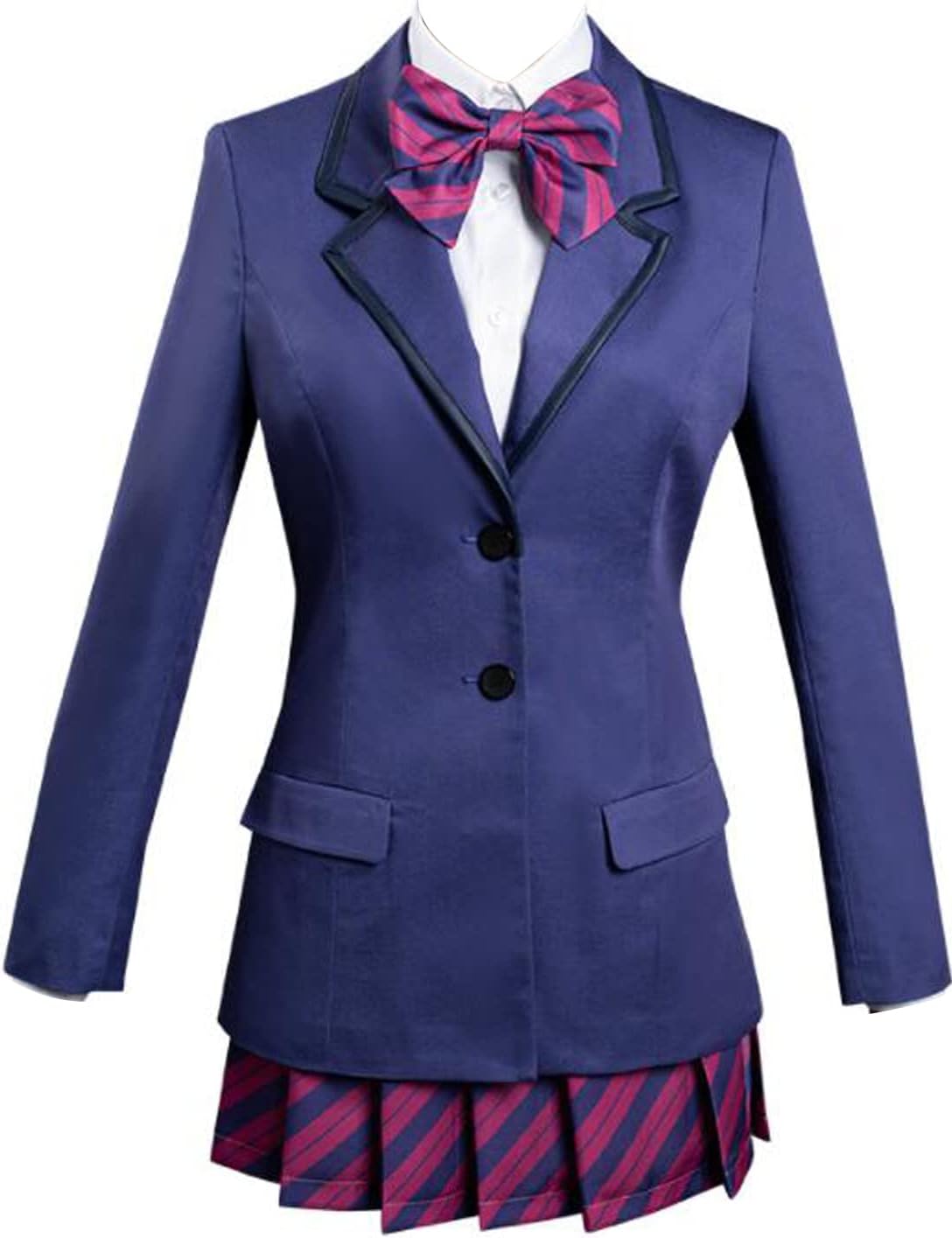 Poetic Walk Costume Dress Womens Cosplay Blue Bow Coat Shirt Skirt School Uniform Halloween Costume