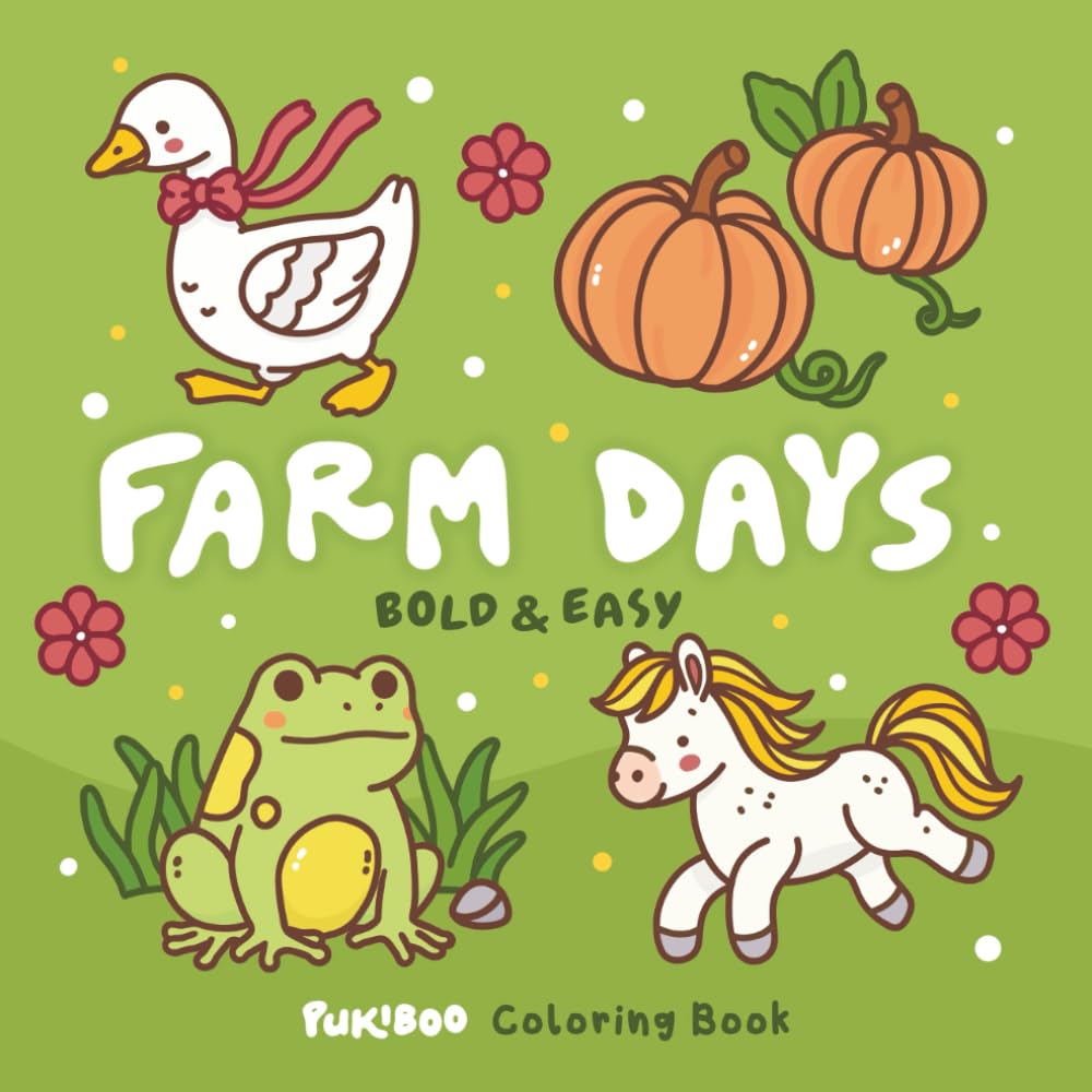 Farm Days: Country Farm Coloring Book for Adults and Kids | 55 Bold, Easy & Cozy Cute Designs (Little Days Coloring Collection)