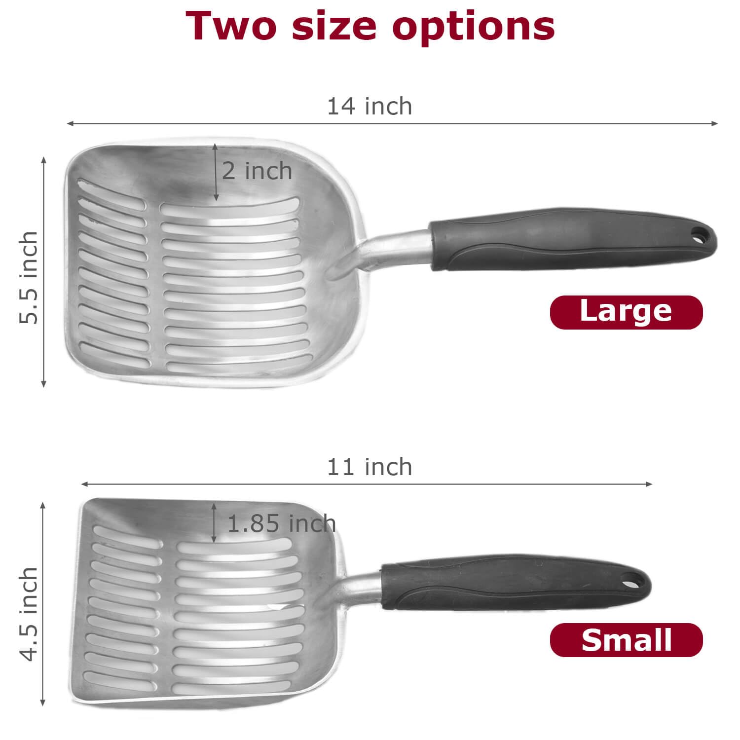 Cat Litter Scoop, Kitty Metal Scooper, Aluminum Alloy Sifter, Kitten Pooper Lifter, Deep Shovel, Long Handle, Poop Sifting, Durable, Heavy Duty, for Litter Box - image 2