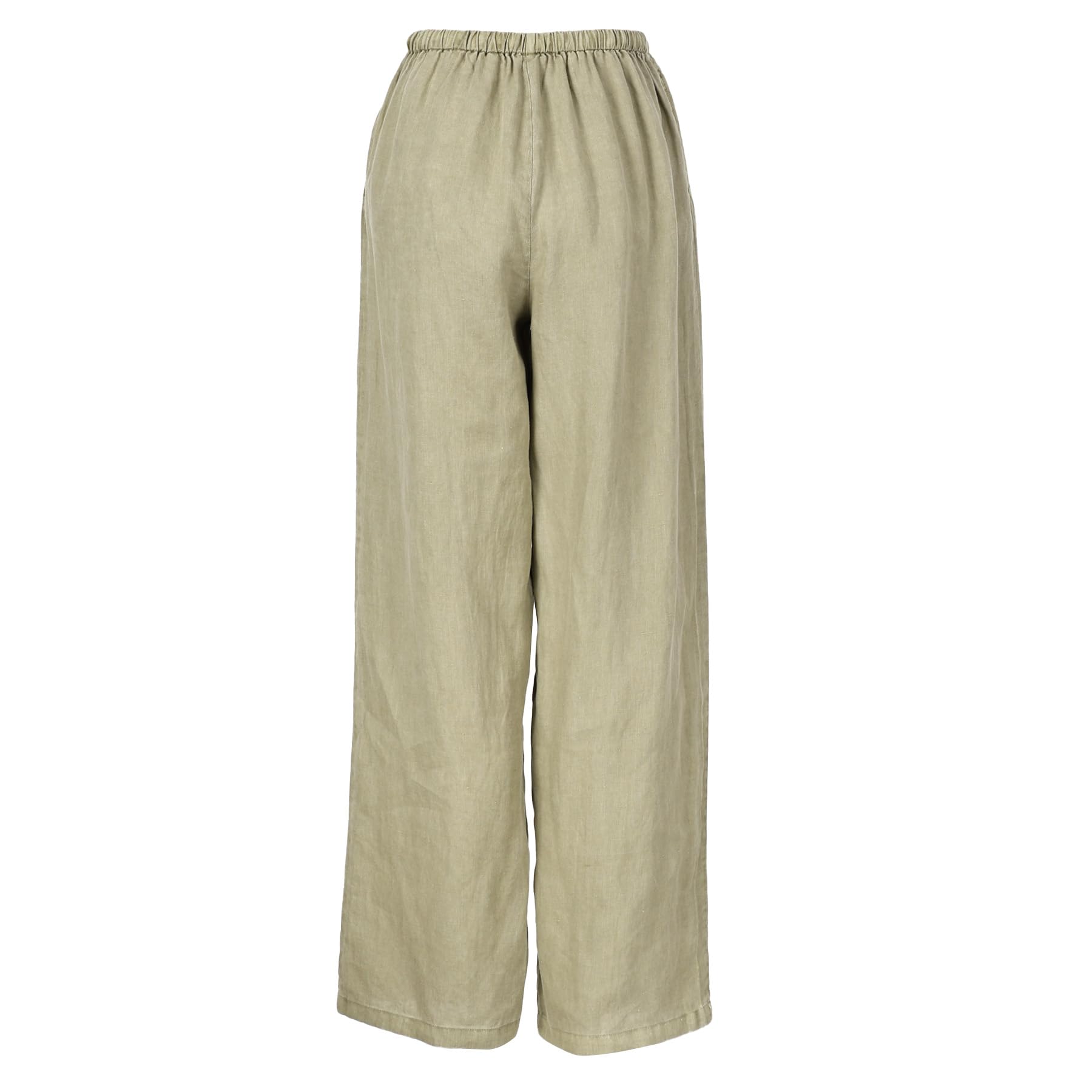 Amazhiyu Pantaloni da donna in 100% lino, da donna, tinto a pianta, estivi, vestibilità ampia, casual, in lino, a gamba larga, con tasche