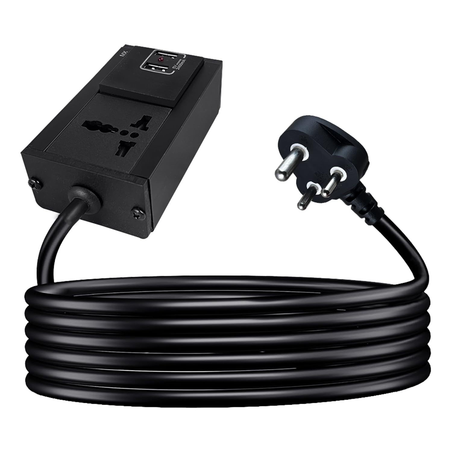 MX Single Socket Extension Board with 2 USB Ports (5V/2.4A) 3-Pin Plug 6a to 13a Socket Bord Extension Cord 1.5 Meter Heavy Duty Cable Flame Retardant Body with Indicator for Home,Office-image-29