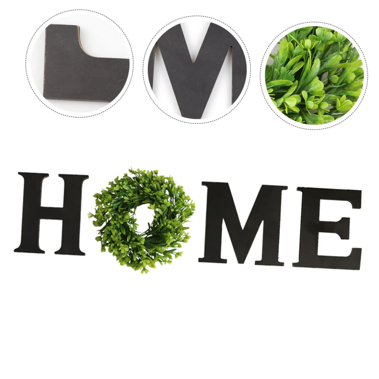 Adorno Colgante de Madera Home, Letras Negras para Pared