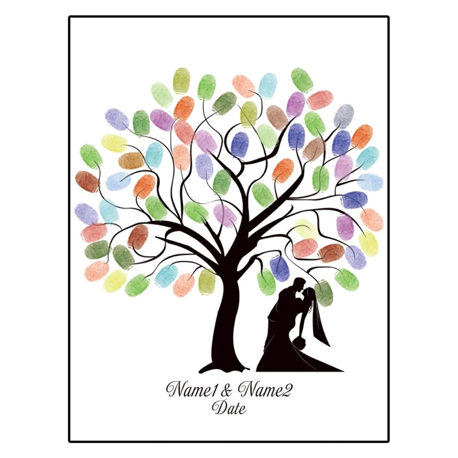 Livre d'or mariage original arbre à empreintes digitales avec encreur inclus
