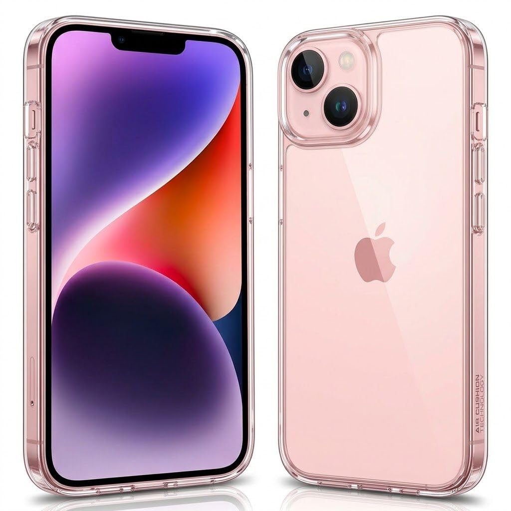 NAZUVE Shockproof Transparent Hard Back Scratch Resistant Cover Shockproof Case for iPhone 14 / iPhone 13 (Clear) (Polycarbonate)