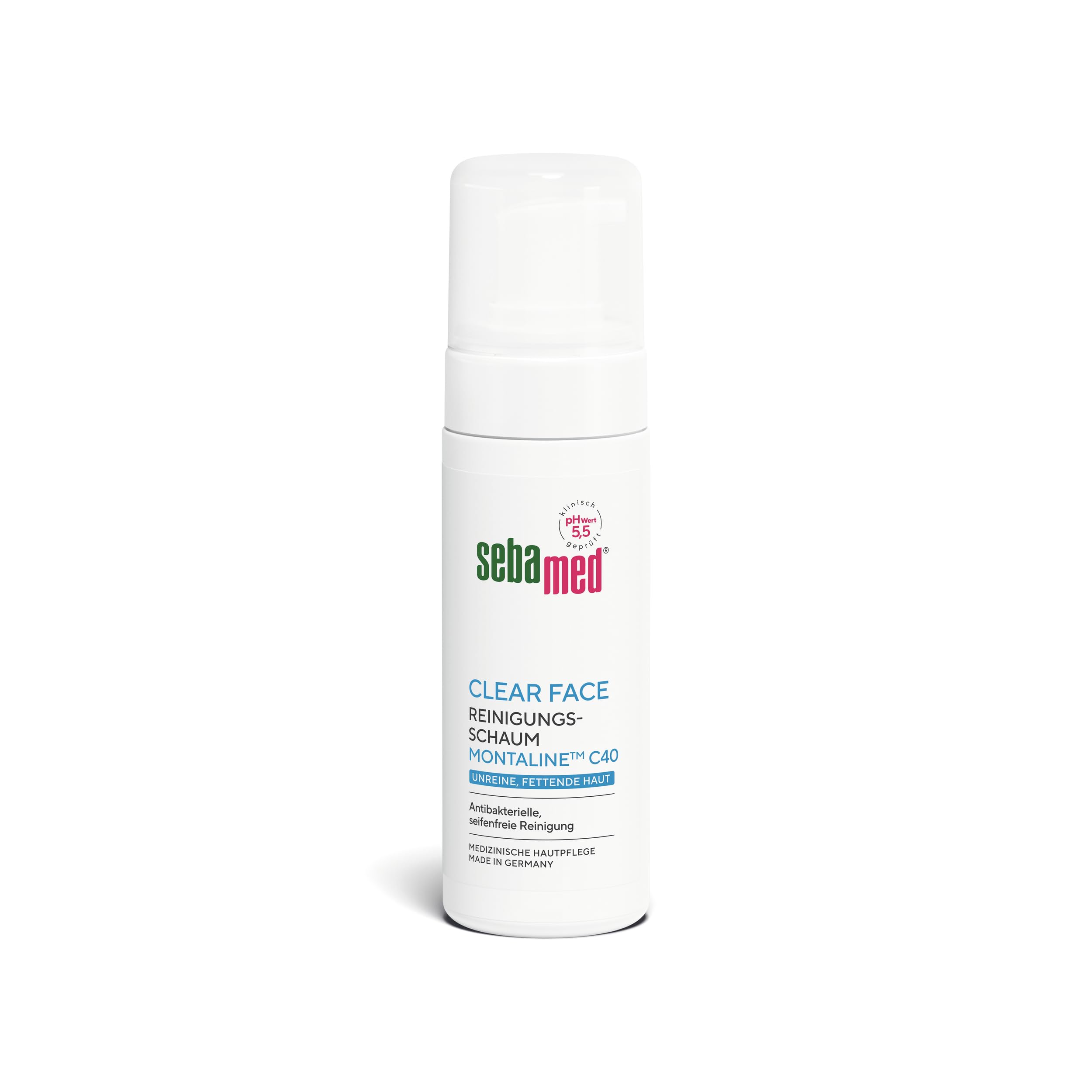 Sebamed Clear Face Unreine Haut Reinigungsschaum Für Unreine Und Fettende Haut, Reinigt Porentief Und Schonend Zugleich, Antibakterielle Seifenfreie Reinigung Mit Montaline C40
