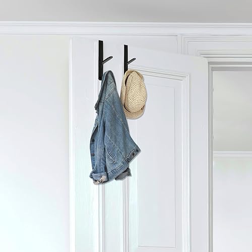 Miniatura 5 de 4 ganchos para colgar sobre la puerta, toallero multifuncional, organizador de alta resistencia, colgador de dormitorio, armario de plástico, gancho