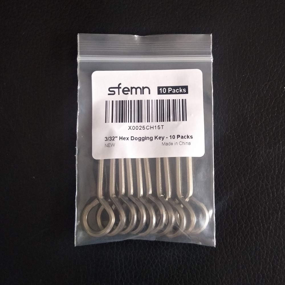 3/32” Hex Key Dogging Key Allen Key with Full Loop, Allen Wrench Door Key, Solid Metal – 10 Packs