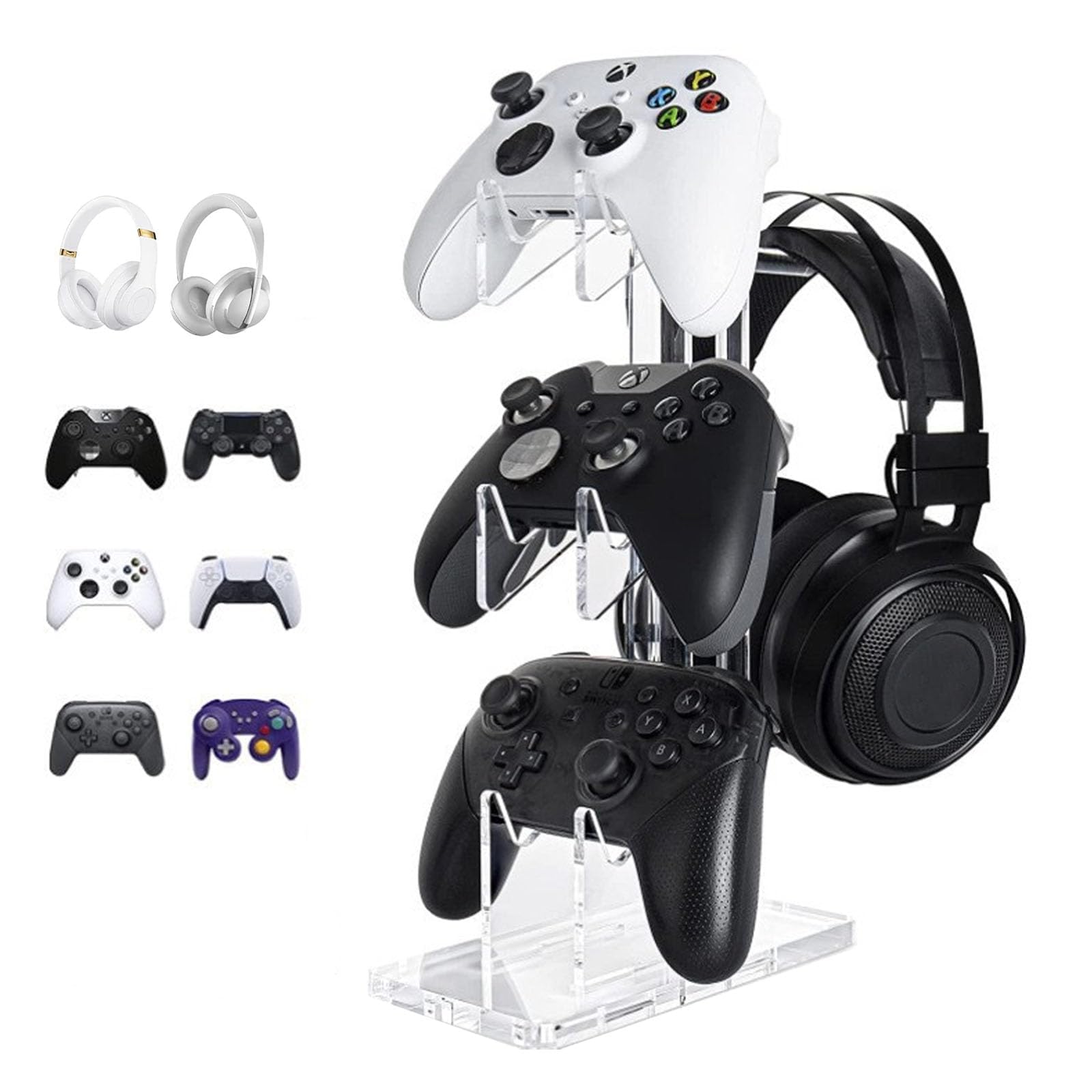 NIYATA Supporto per Cuffie Universale,Supporto per Controller di Gioco Trasparente con 3 Strati,Porta Joystick per da Gioco,Porta Controller per Xbox Series,PS5,PS4,PS4,(3 Strati)