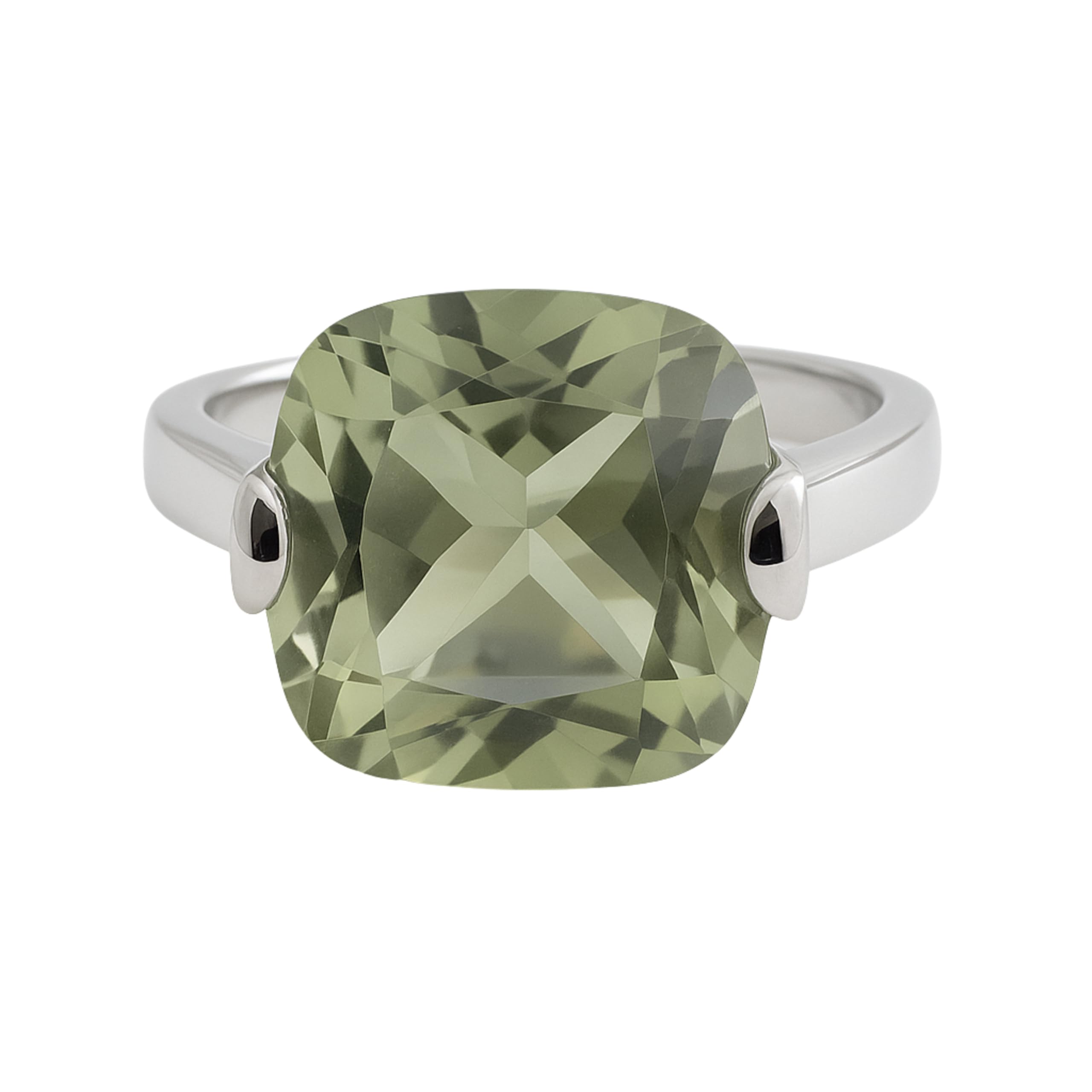 Anillo de amatista verde con corte cojín - Joyería de plata de ley 925 - Elegante anillo de cóctel con piedra preciosa facetada