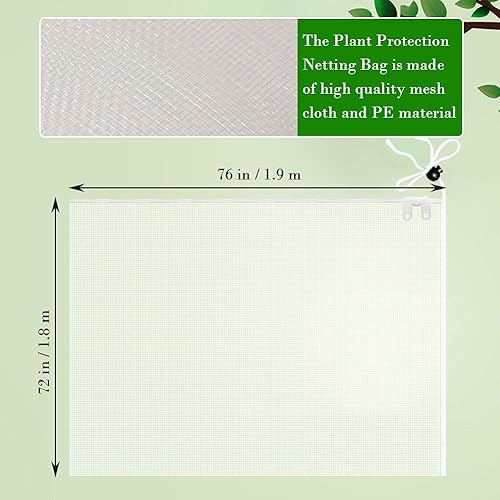 Miniatura 2 de Cubierta para plantas de jardín, bolsas de red de protección para plantas con cremallera, cubierta de red para árboles frutales, bolsas de malla