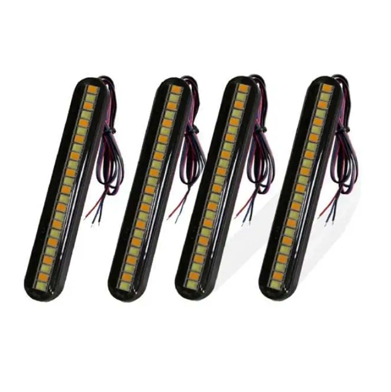 24LED Indicatore di direzione per moto Striscia luci a LED Luce targa freno posteriore coda DC 12V(2P Red and 2P White)