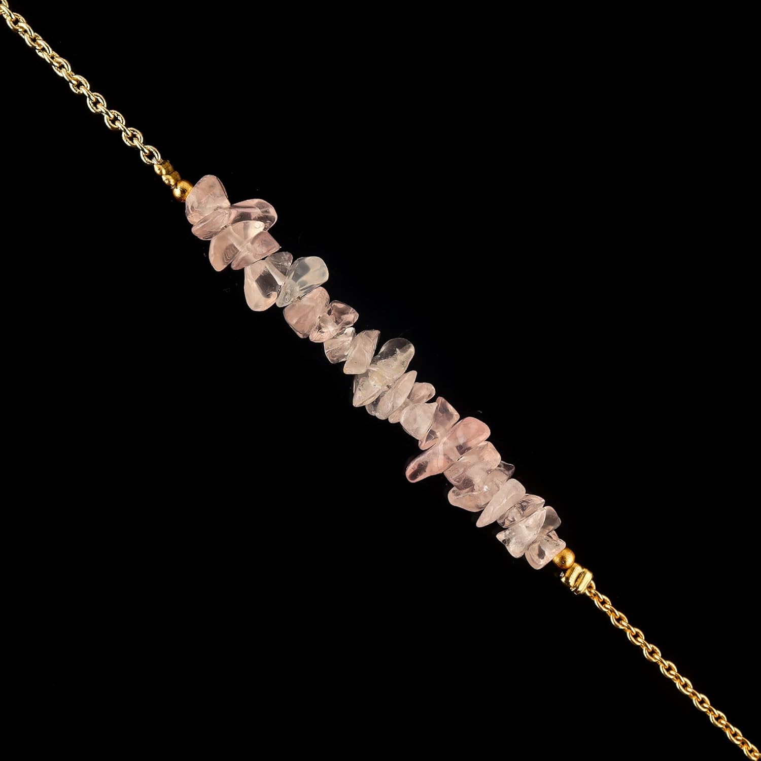 Natural Rose Quartz Gemstone Chips Beads Bar Bracelet for Women, Crystal Gems Healing Bracelets, Chakra Stone Bead Bracelets, Yoga Stone Beads Bracelets Meditation Chips bead size is 3-4 mm - Image 4
