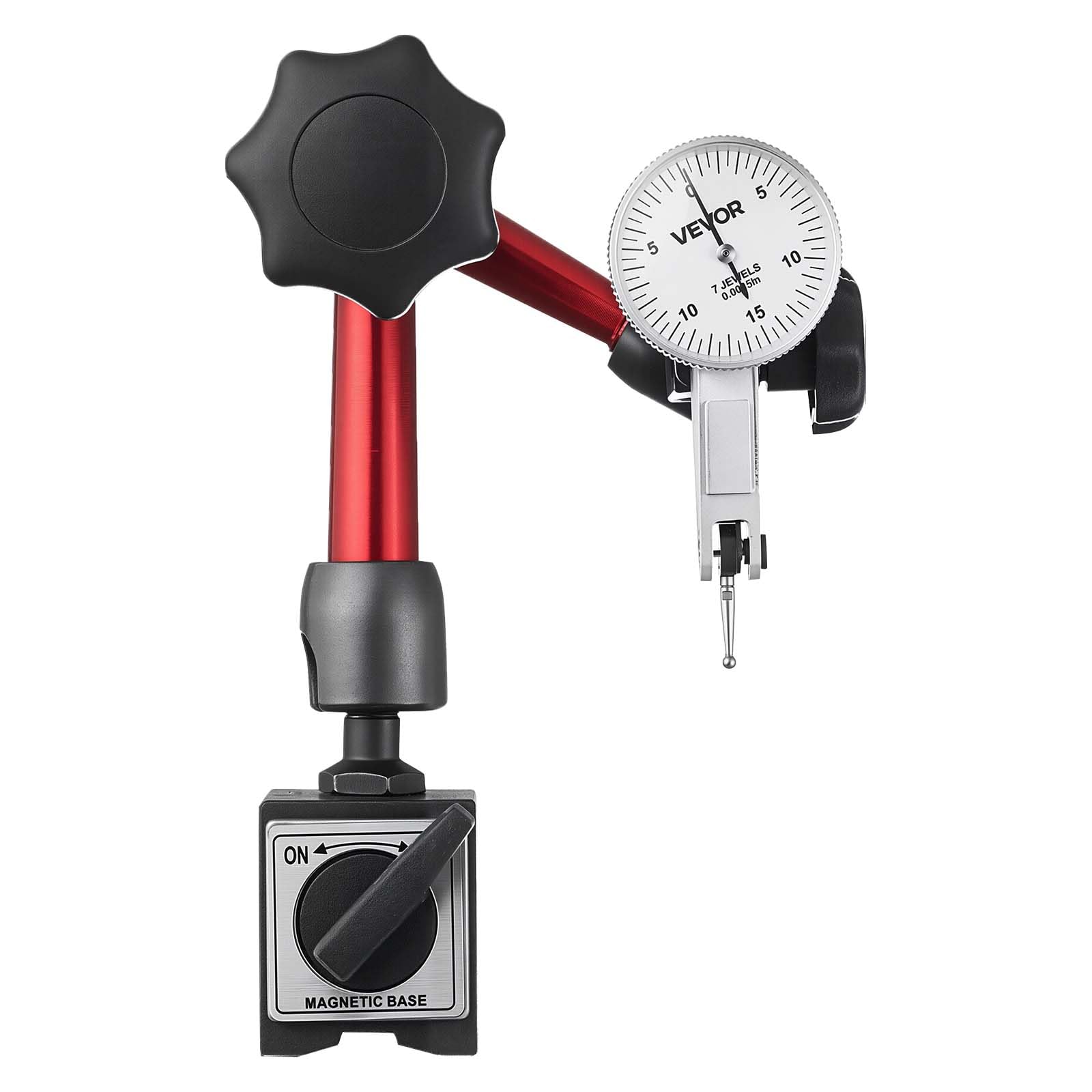VEVOR Indicador de Cuadrante, con Base Magnética Universal y Estuche, Precisión de 0,01 mm, Rango 0 a 0,76 mm, Agarre de Microesferas, para Mecanizado, Reparaciones o Inspecciones de Laboratorio