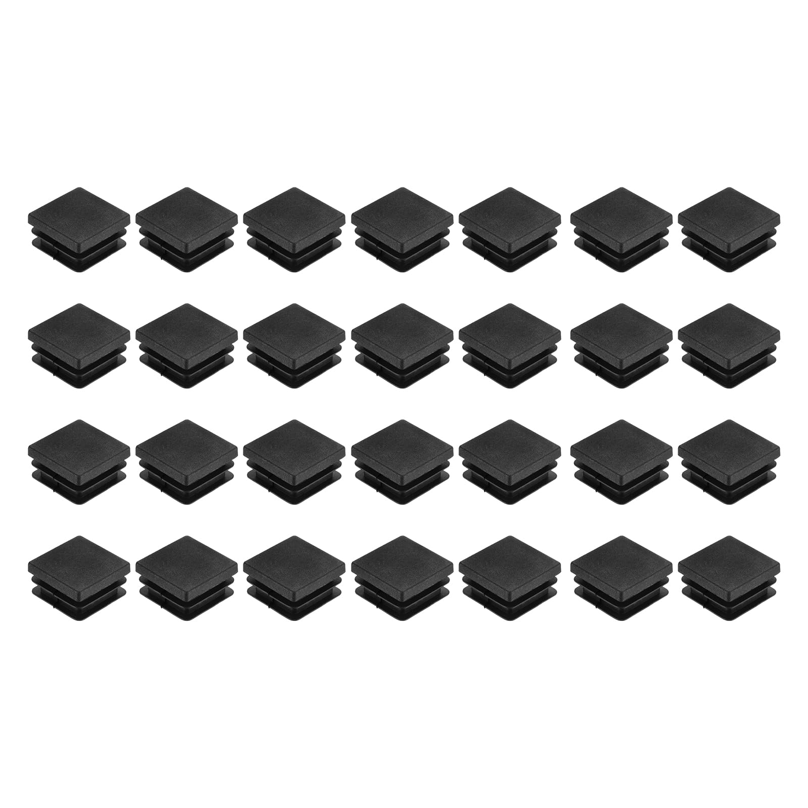 uxcell 28Pcs Square Plastic Plugs, 28 x 28mm/1.1 x 1.1inch PE Pipe Tubing End Caps for 22-26mm/0.87-1.02inch Square Tube Furniture Chair Leg, Black