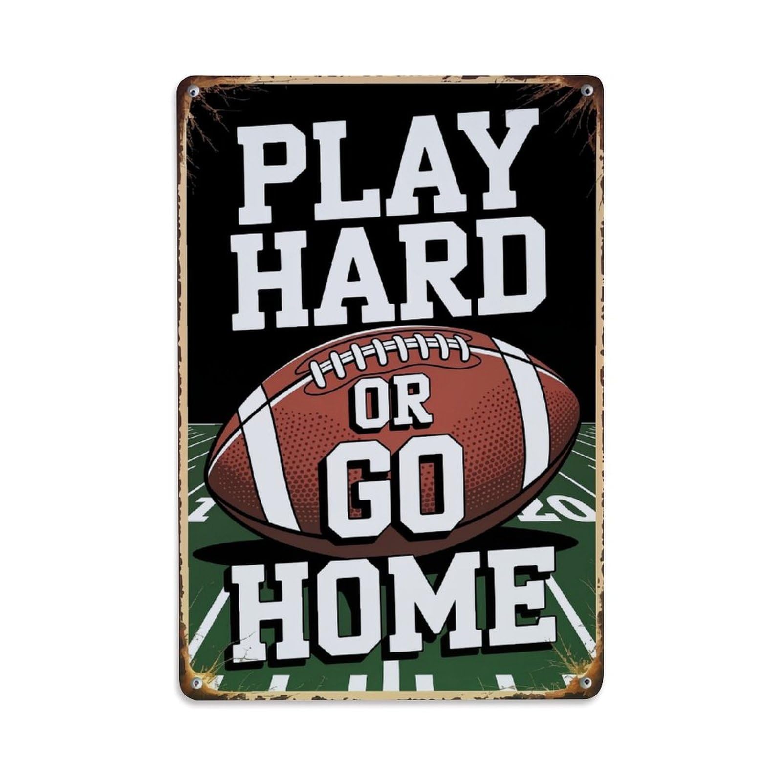 Jdfenggu Vintage Play Hard Or Go Home Retro Metal Tin Sign, Decor Art Poster For Bar, Home, Man Cave, Kitchen, Laundry Room Gift 8X12inch