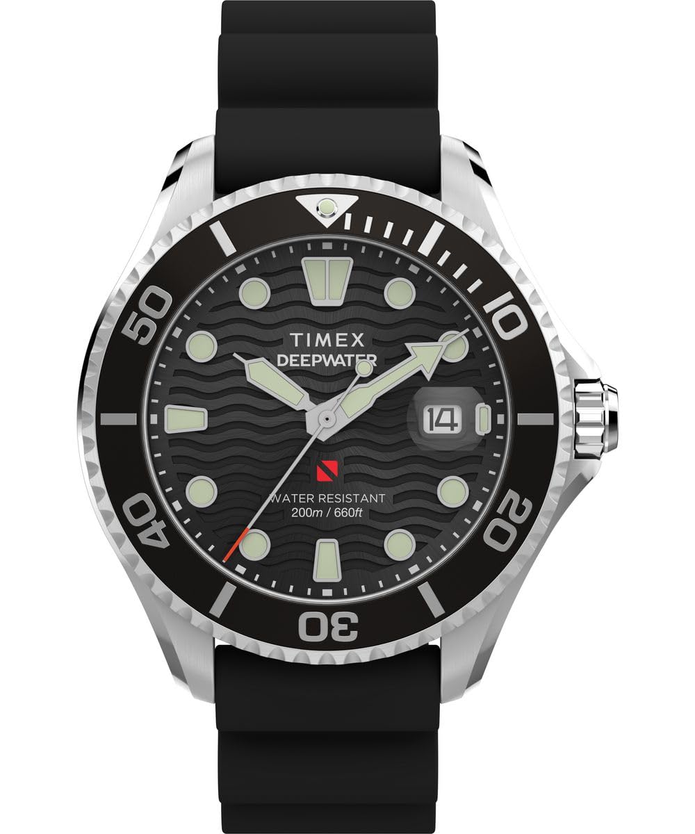 Timex Men's Analogue Quartz Watch with a Rubber Strap Deep Water Meridian
