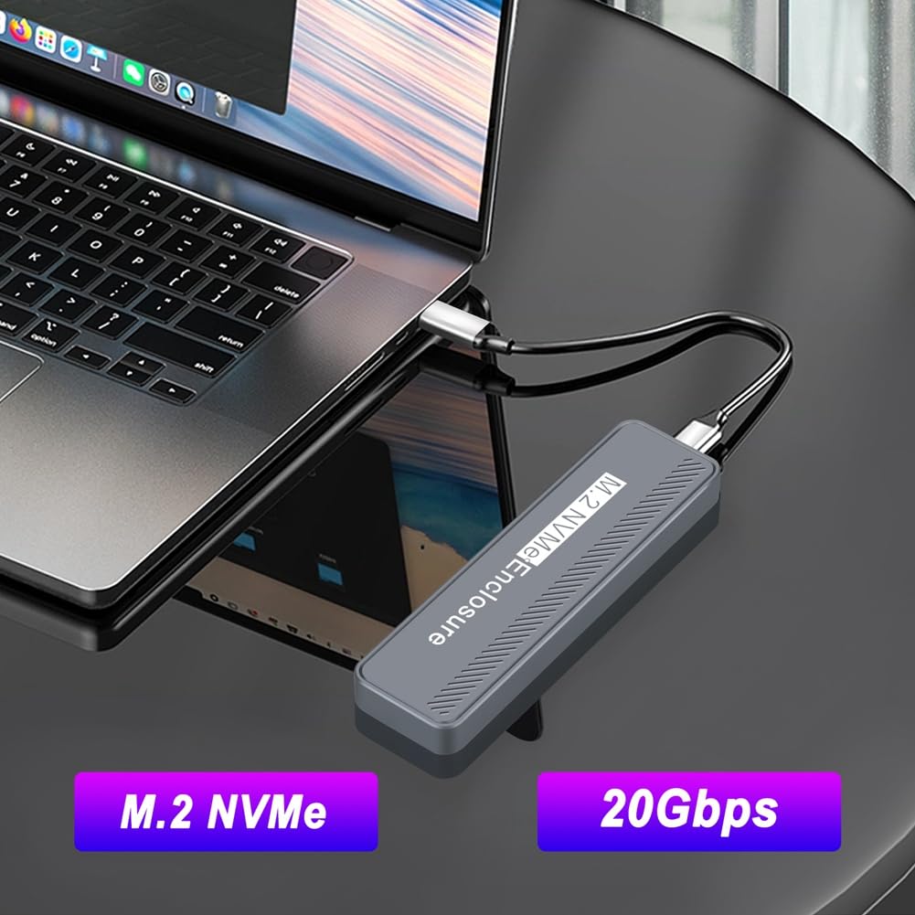M2 SSD Enclosure USB3.2 20Gbps per 2230/2242/2260/2280 NVME SSD M Key Case Box Esterno