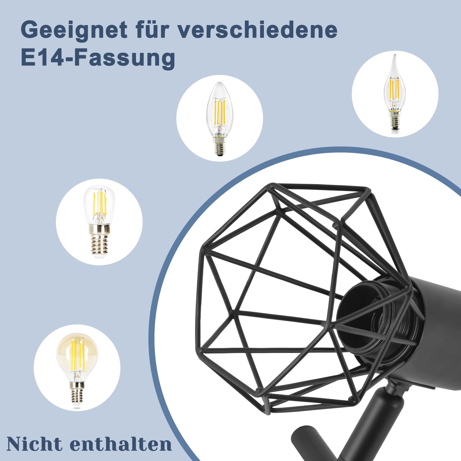 Glitzerlife Deckenstrahler 4 Flammig Deckenlampe Schwarz - Deckenspots Vintage Retro E14 Industrie Schwenkbar 350°Deckenleuchte Matt Metall Innen für Wohnzimmer Jugendzimmer Schlafzimmer Küche