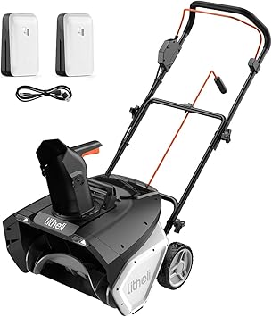 LiTHELi 20V Cordless Snow Blower - 20" Width, Brushless Motor, 2x 4.0Ah Batteries & Charger