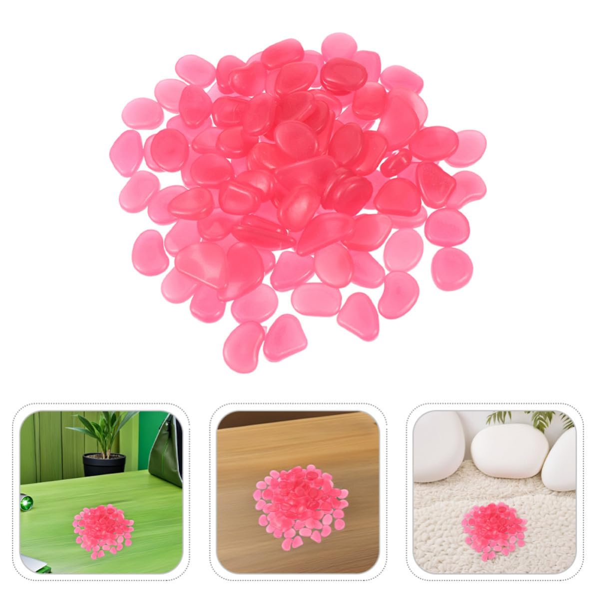 300pcs Resin Glow in Dark Pebbles Xmas for Aquarium Path