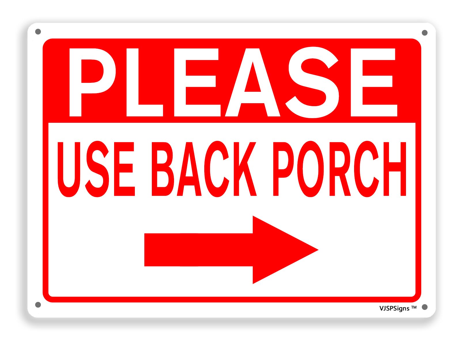 peiyeety Please Use Back Porch Sign,Outdoor Back Porch Sign,Home Yard Door Signs, Please Use Back Porch 12"X16" Right Arrow Metal Aluminum Sign