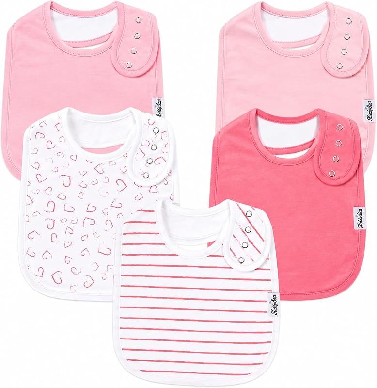 Paquete de 5 baberos para babas de bebé | Baberos bandana de dentición unisex de algodón orgánico, suaves, ajustables, absorbentes para bebés