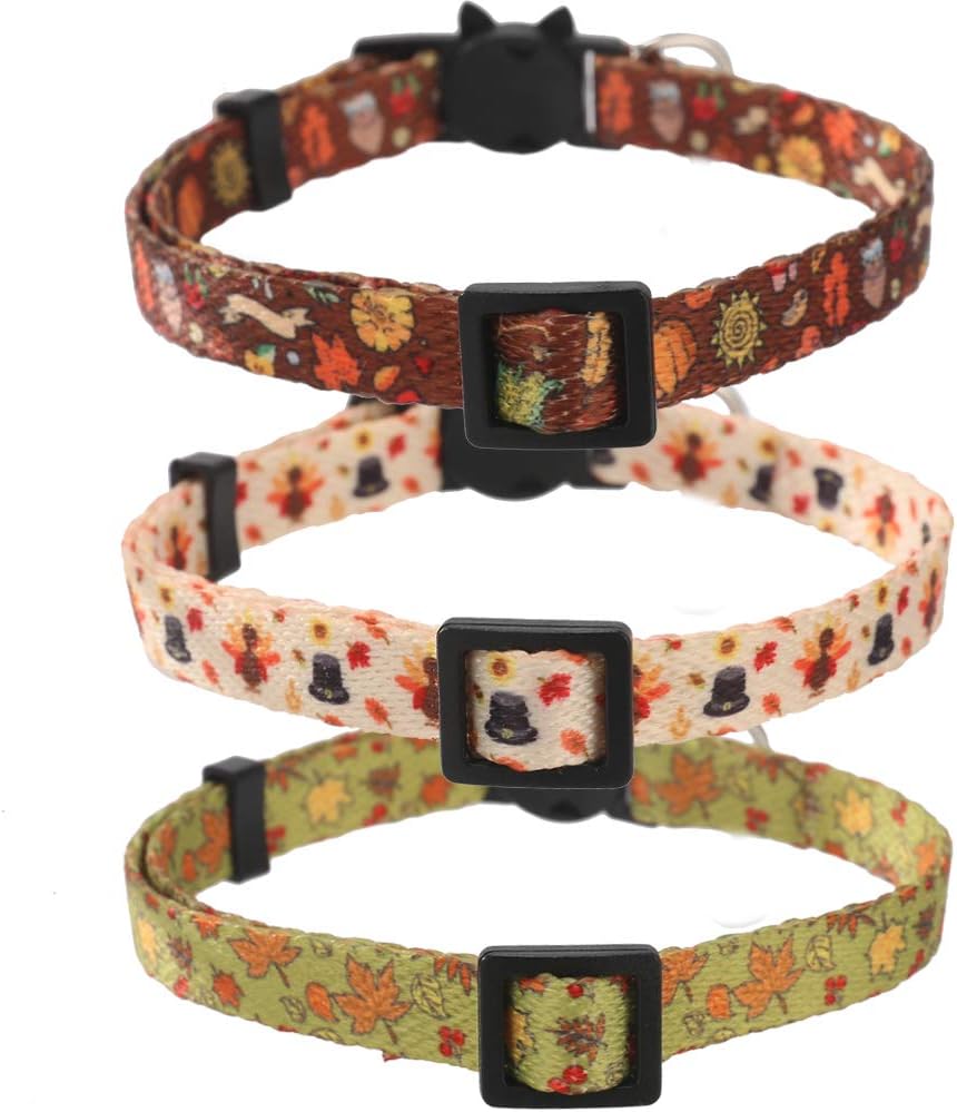 Lamphyface 3 Pack Thanksgiving Cat Collar with Bell Breakaway Adjustable