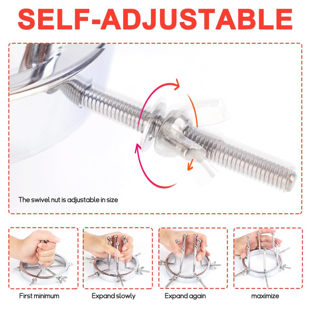 Expansor Anal, Dilatador Ajustable, Tapón Anal Metálico, Tapón Anal de Acero Inoxidable para Masturbación Fetiche (6 Tornillos)