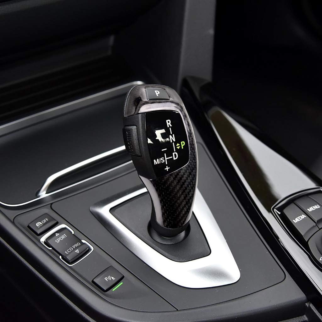 WLKE Carbon Fiber Gear Shift Knob Panel Addon Cover Caps for 1 2 3 4 5 7 Series X1 X3 X4 X5