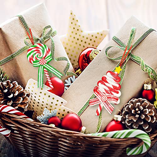 10Pcs Christmas Candy Lollipop Ornaments For Christmas Tree Decorations- Glitter Hanging Candy Cane Ornaments Polymer Clay Christmas Peppermint Decor With Ribbon For Xmas Tree Holiday Party Home Decor #TOP4