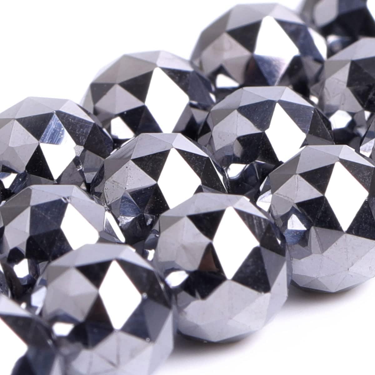 Black Shine Terahertz Beads for Jewelry Making Natural Gemstone Semi Precious AAA Grade 8mm Faceted 15" JOE FOREMAN