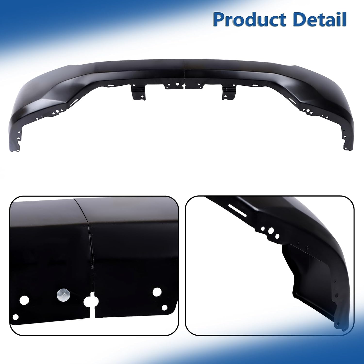 Silscvtt Black Steel Front Bumper 2PCS Replacement for Silverado 1500 2016-2018 84029793 without Park Assist Sensor Holes without Fog Light Holes