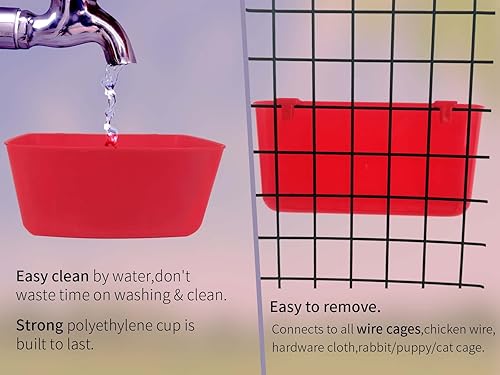 Miniatura 9 de Paquete de 12 comederos de pollo de 21 onzas, jaula de agua para alimentos, tazas, conejo, cachorro, gato, plato de alimentación colgante,