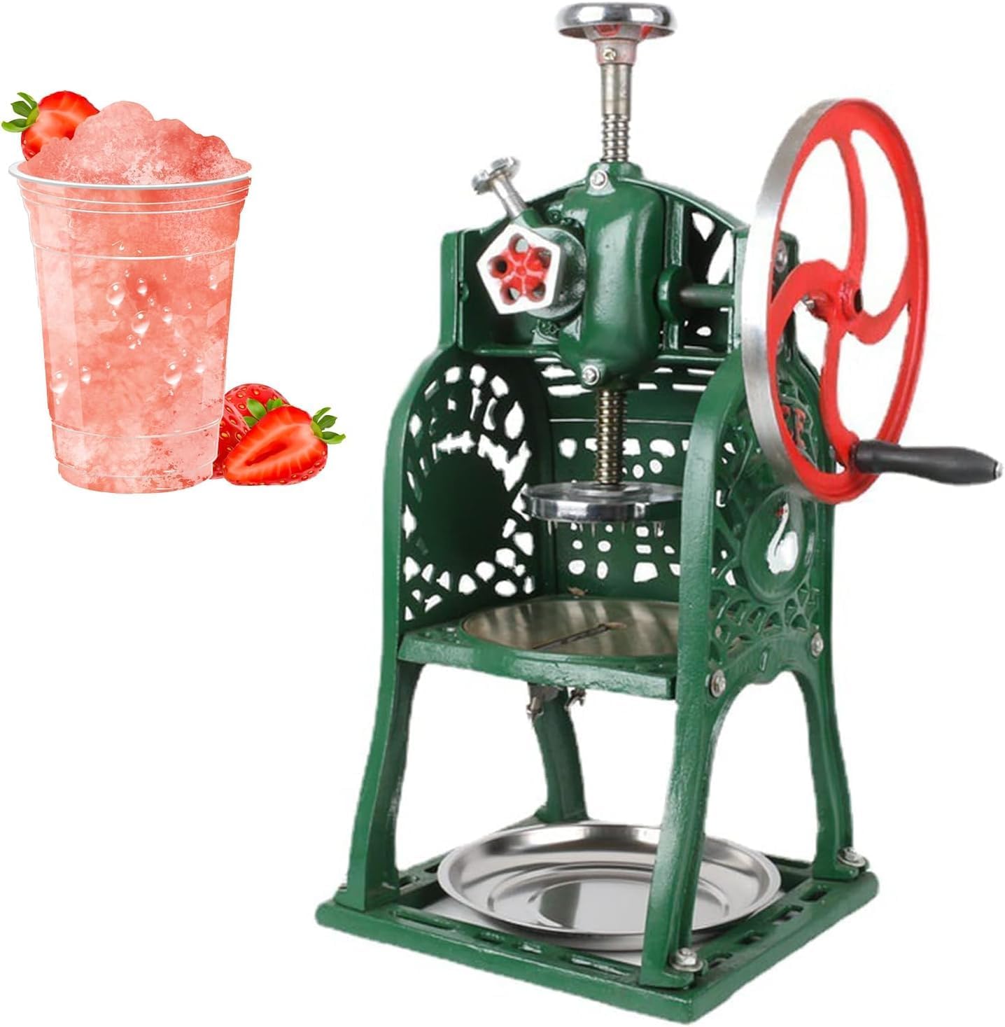 Portable Manual Ice Crusher - Hand-Crank Ice Shaver for Slushies, Iced Drinks, and Ice Cream -for Home Parties