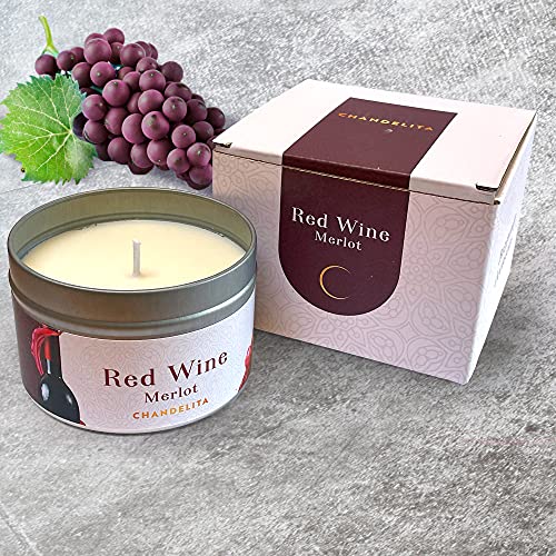 Chandelita Merlot Wine Candle With Natural Soy Wax - Kind Wine Candle - Wine Cellar Candle - Wined Candle - Wine Glass Candles - Rewined Candles Merlot - Wine Candles - Pinot Noir Candle #TOP6