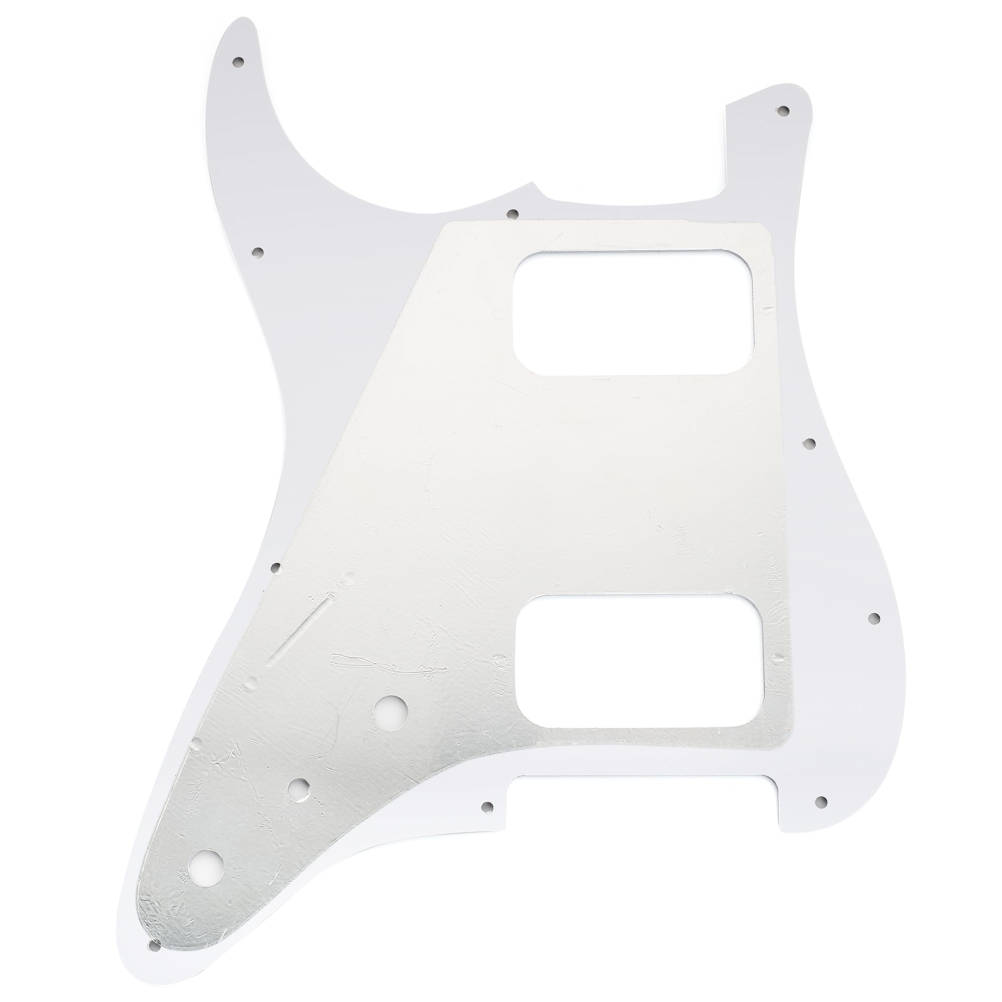 Musiclily Pro 11 Holes ST HH Guitar Pickguard with Round Corner Uncovered Humbucker 2-Pot Mini Switch Layout for Fender Squier Strat Style Electric Guitar - Image 3