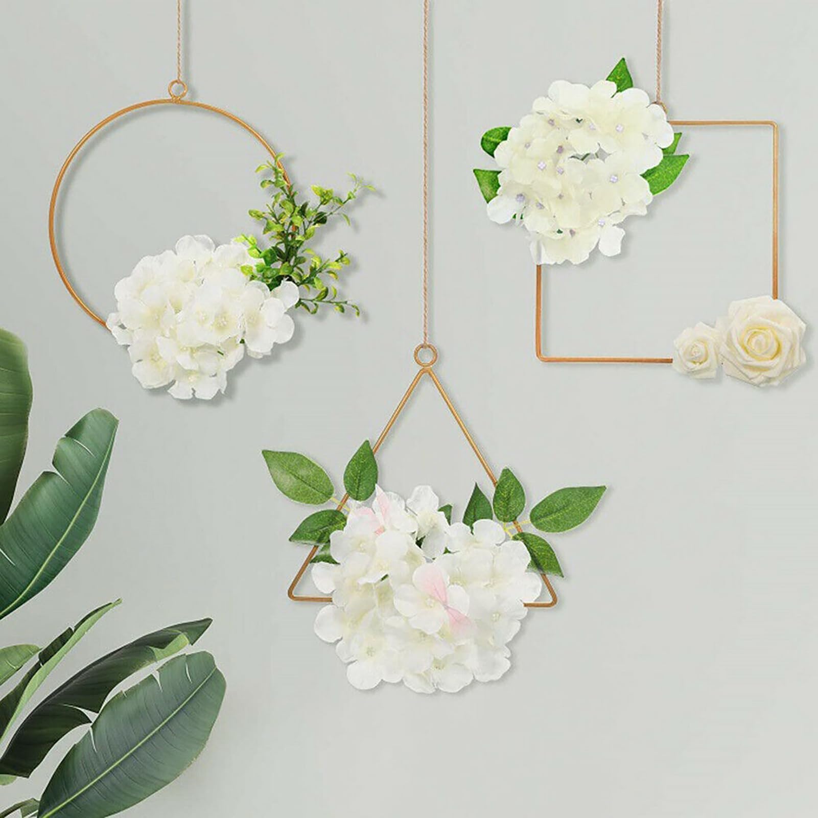 1st/5st/10st 4 maten metalen bloemen hoepel krans macramé