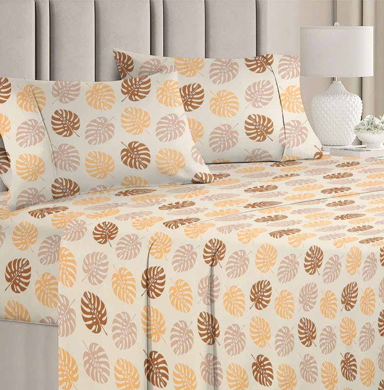 BSB HOME Premium Pure Cotton 220 TC Flat Double Bed Bedsheets for Summer Breathable | Wrinklefree (Size-220 x 230 Cm) with 2 Pillow Covers (Size-17 X 27 Inches, Beige & Brown) (B0CYPSWG4C) Amazon Price History, Amazon Price Tracker