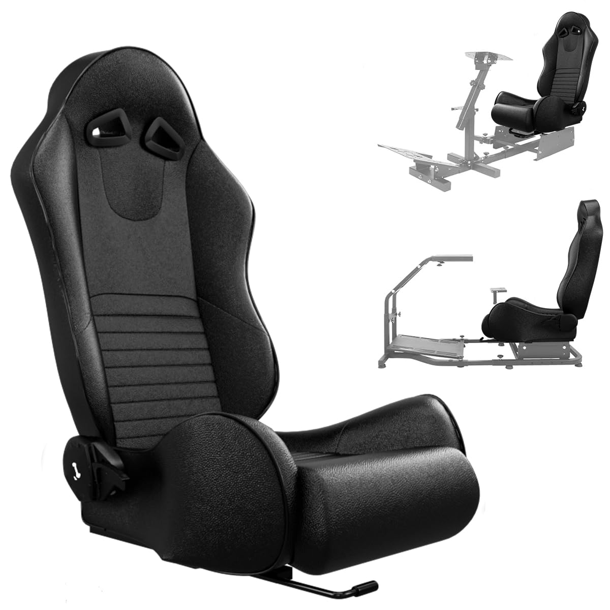 ASE GAMING APEX Series Ergonomic Racing Seat with Adjustable Sliders for Race Simulator Cockpit Wheel Stand,Gaming Chair,Sim Video Game Chairs,180 Degree Reclining 3 Years Warranty (Black)-image-47