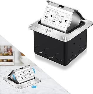 Vagueior Pop Up Floor Electrical Outlet Stainless Steel Box Kit, 20A GFCI Receptacle Outletï¼ŒTamper-Resistant Receptacle Outlet, Watertight Gasketï¼ŒCorrosive Resistant Hardware, ETL Certifiedï¼ŒSilver