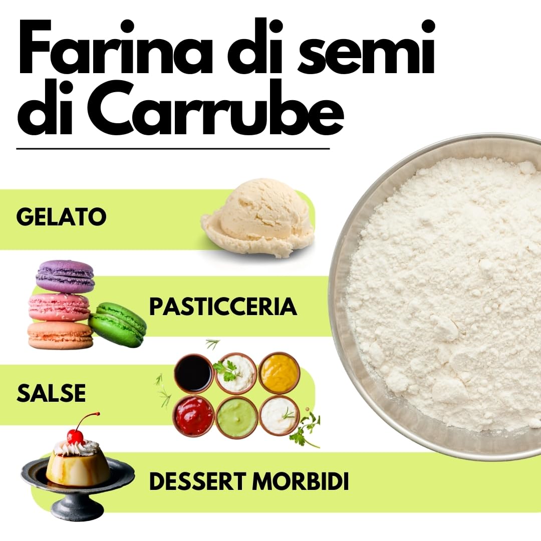 Saporepuro Farina di Semi di Carrube 1000 gr - SENZA GLUTINE - Addensante e gelificante naturale 100% puro - Ideale per Gelati, Sorbetti, Dolci e Salse