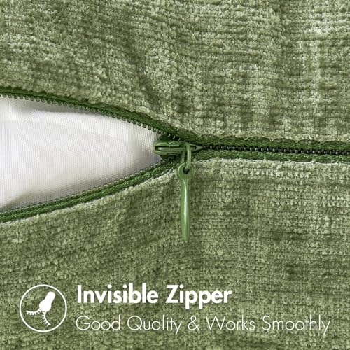 Image of MIULEE Pack of 2 Couch Throw Pillow Covers 14x24 Inch Spring Soft Sage Green Chenille Lumbar Pillow Covers for Sofa Living Room Solid Dyed Cases