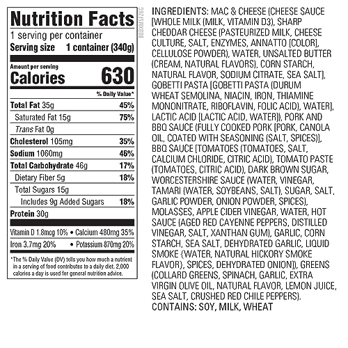 Amazon Kitchen, Pulled Pork with BBQ Sauce & Mac and Cheese, Single Serve Meal, 12 Oz