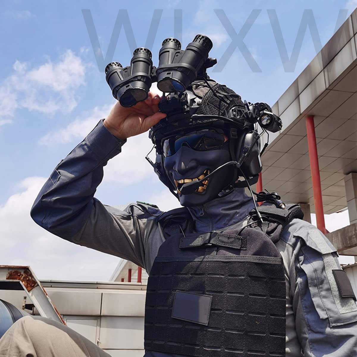 Casque De Protection Airsoft SDYAYFGE – Complet Avec Masque, écouteurs, Lampe, Support NVG – Pour Cosplay, Tir Sportif, Plein Air