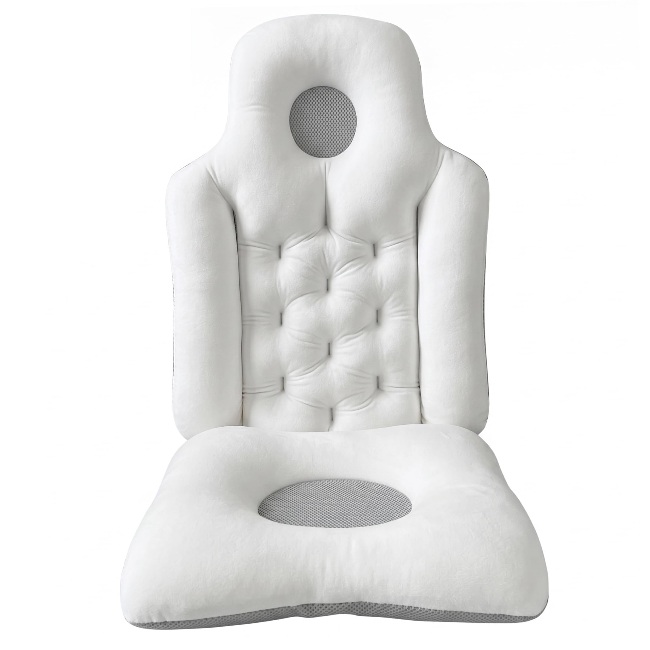 Bemonew Shower Pillow Breathable Split Tub Pillow Ergonomic Bath Pillows for Bathtub Skin-Friendly Shower Accessories - White