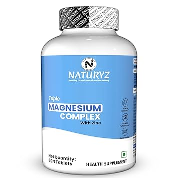 NATURYZ Triple 3-in-1 Magnesium Complex 1736mg (Glycinate, Aspartate & Oxide) with Zinc for Maximum Absorption | Supports Stress Relief, Sleep, Muscle Recovery, Nerves, Joints & Cognition - 60 Tablets - image, photos