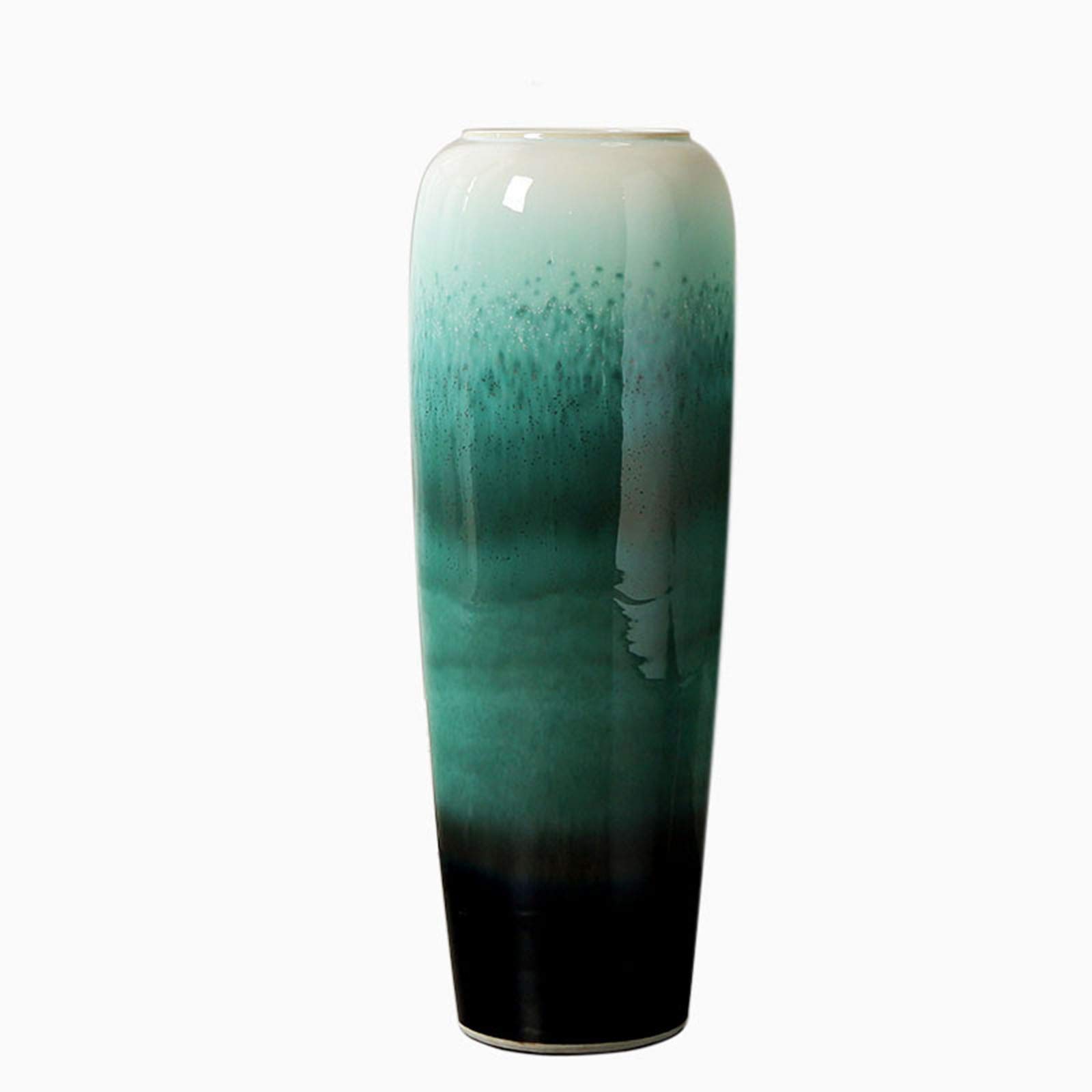 asdchZen Indoor Gardening Simple Ceramic Vase, Floor-Standing Large Vase Hotel Lobby Art Flower Arrangement Decorative Vase Retro Entrance Vase,25 * 75CM